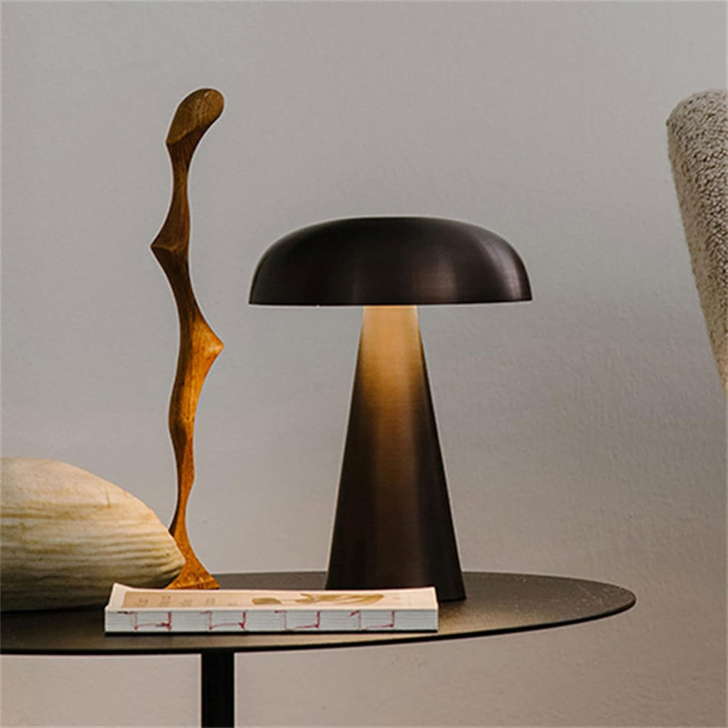 Contemporary Plated Metal Table Lamp | Rechargeable Touch Control Light for Bedroom 2
