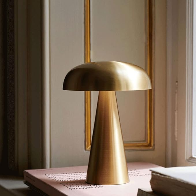 Contemporary Plated Metal Table Lamp | Rechargeable Touch Control Light for Bedroom 4