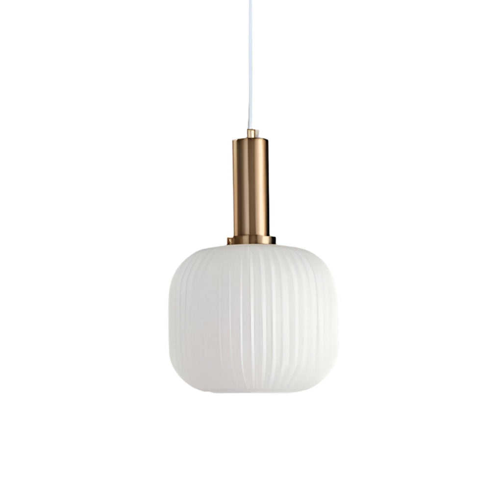 Contemporary Ribbed Glass Pendant Light with Metal Tube Fitting | E27 Bulb Base for Dining Room 17