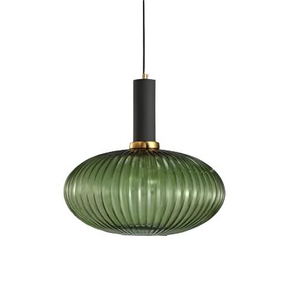 Contemporary Ribbed Glass Pendant Light with Metal Tube Fitting | E27 Bulb Base for Dining Room 18