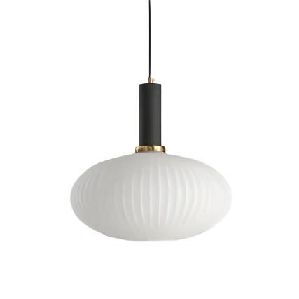 Contemporary Ribbed Glass Pendant Light with Metal Tube Fitting | E27 Bulb Base for Dining Room 19