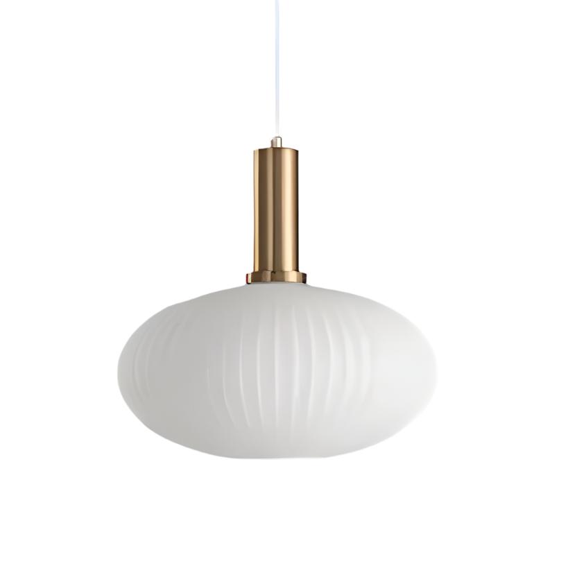 Contemporary Ribbed Glass Pendant Light with Metal Tube Fitting | E27 Bulb Base for Dining Room 21