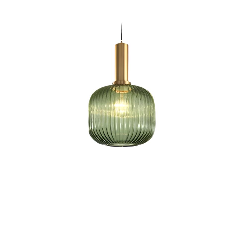 Contemporary Ribbed Glass Pendant Light with Metal Tube Fitting | E27 Bulb Base for Dining Room 24