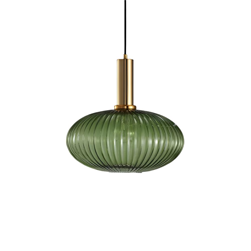 Contemporary Ribbed Glass Pendant Light with Metal Tube Fitting | E27 Bulb Base for Dining Room 28