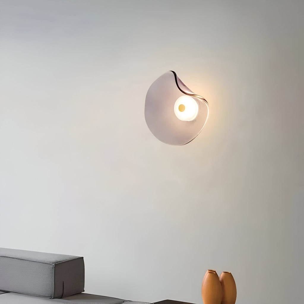 Contemporary Sculpted Glass Wall Sconce | Warm LED Up-and-Down Light for Living Room 10