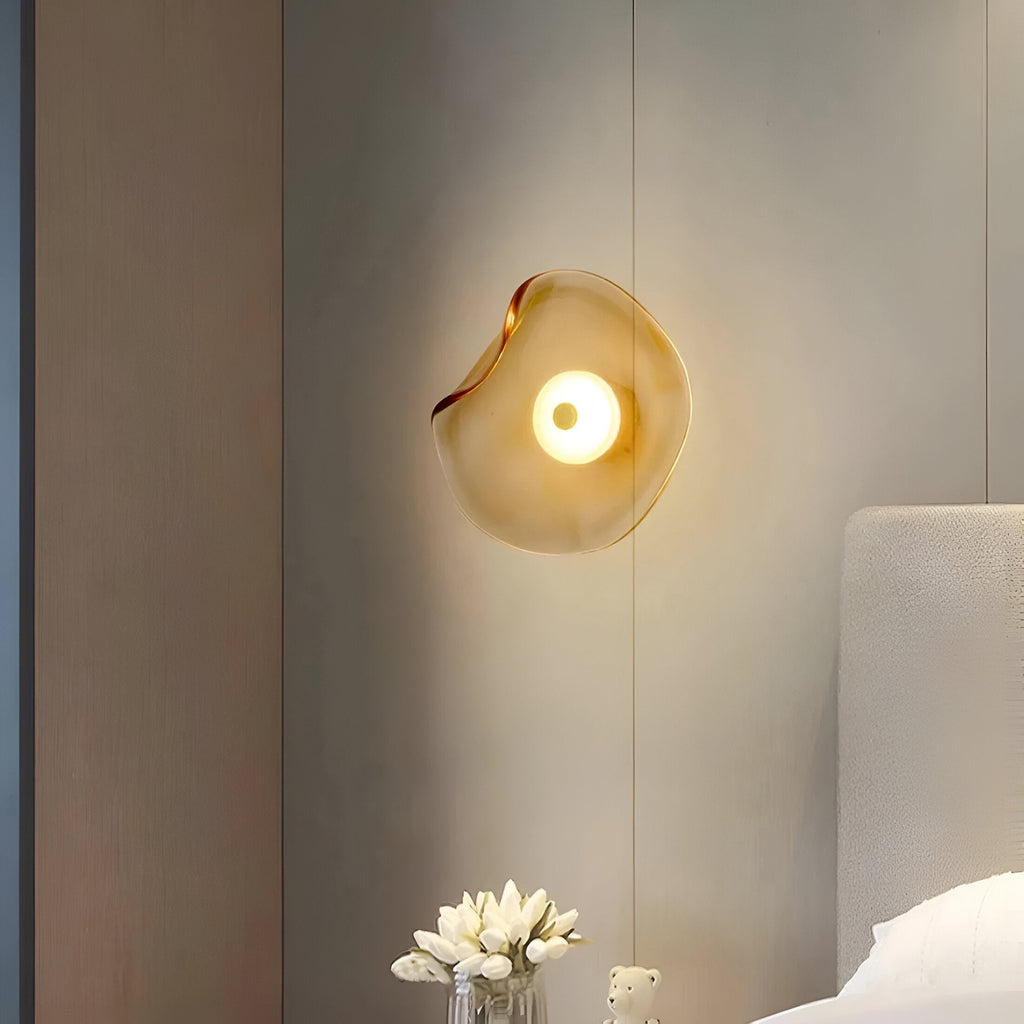 Contemporary Sculpted Glass Wall Sconce | Warm LED Up-and-Down Light for Living Room 3