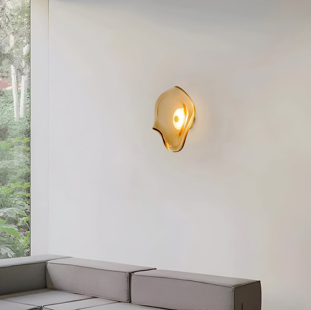 Contemporary Sculpted Glass Wall Sconce | Warm LED Up-and-Down Light for Living Room 4