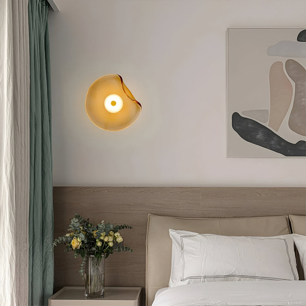 Contemporary Sculpted Glass Wall Sconce | Warm LED Up-and-Down Light for Living Room 5