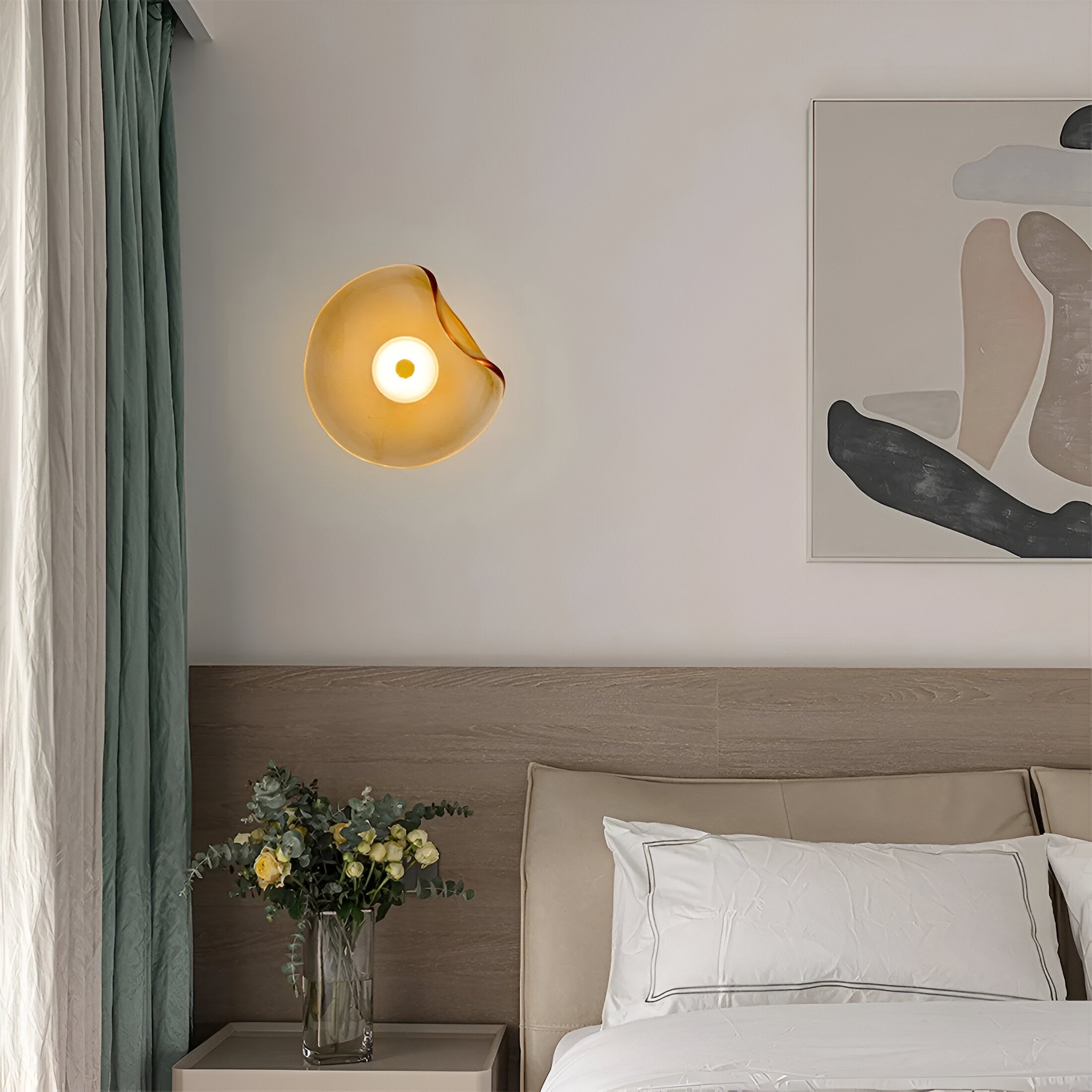 Contemporary Sculpted Glass Wall Sconce | Warm LED Up-and-Down Light for Living Room 5