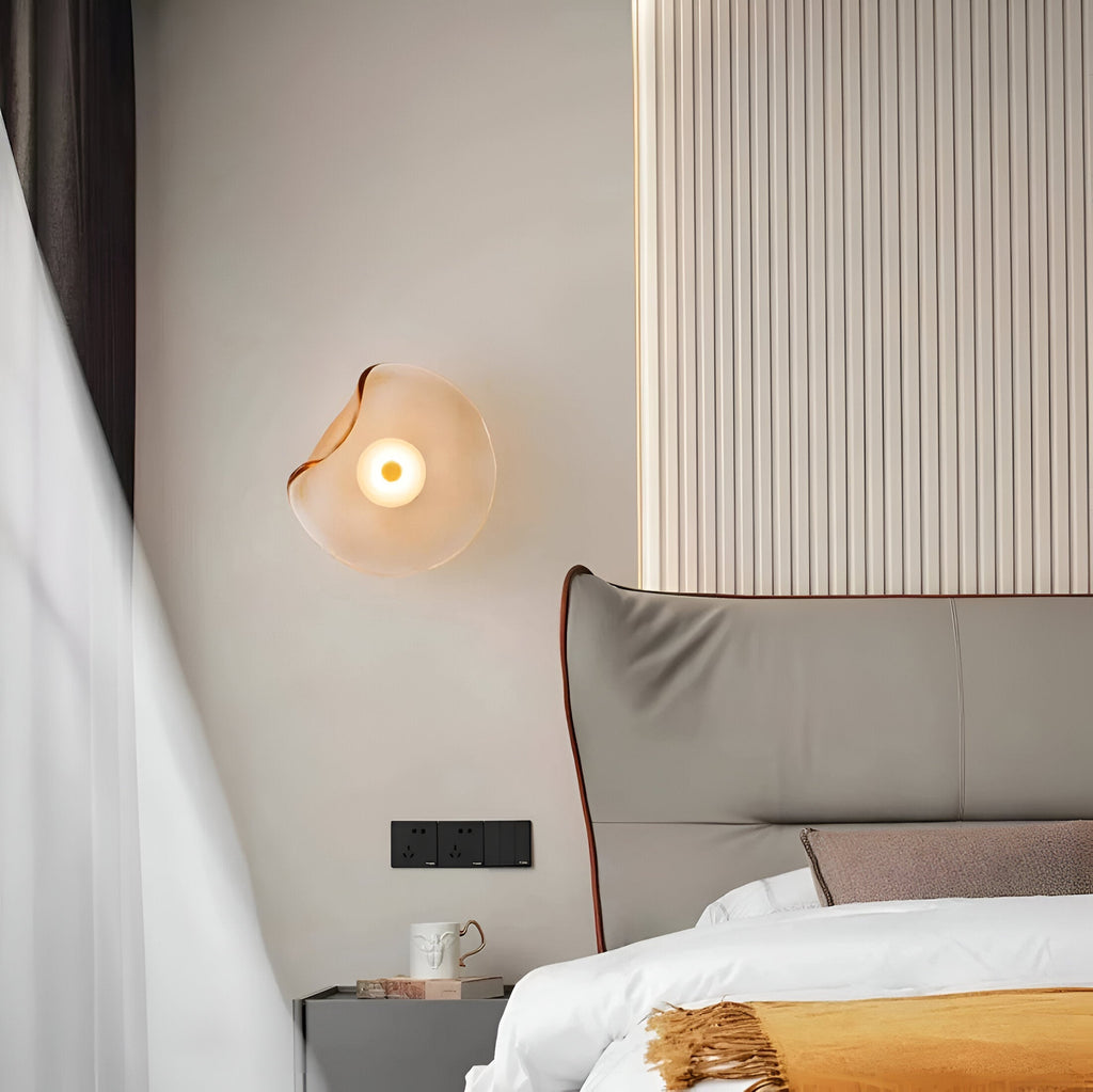 Contemporary Sculpted Glass Wall Sconce | Warm LED Up-and-Down Light for Living Room 6