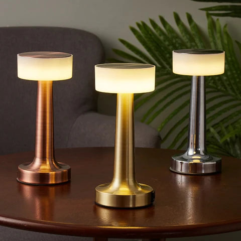 Contemporary Smooth Metal Cordless Table Lamp | Rechargeable Touch Control Light for Nightstand 1