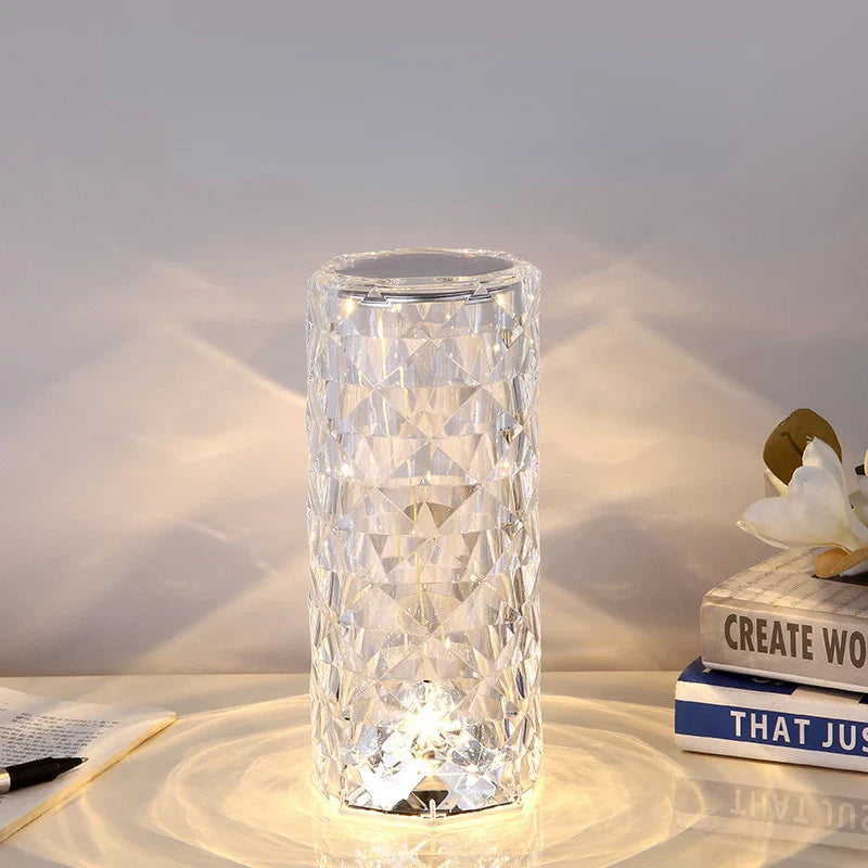Contemporary Transparent Thermoplastic Crystal Table Lamp | Cordless Touch Control Light for Indoor Outdoor Use 0