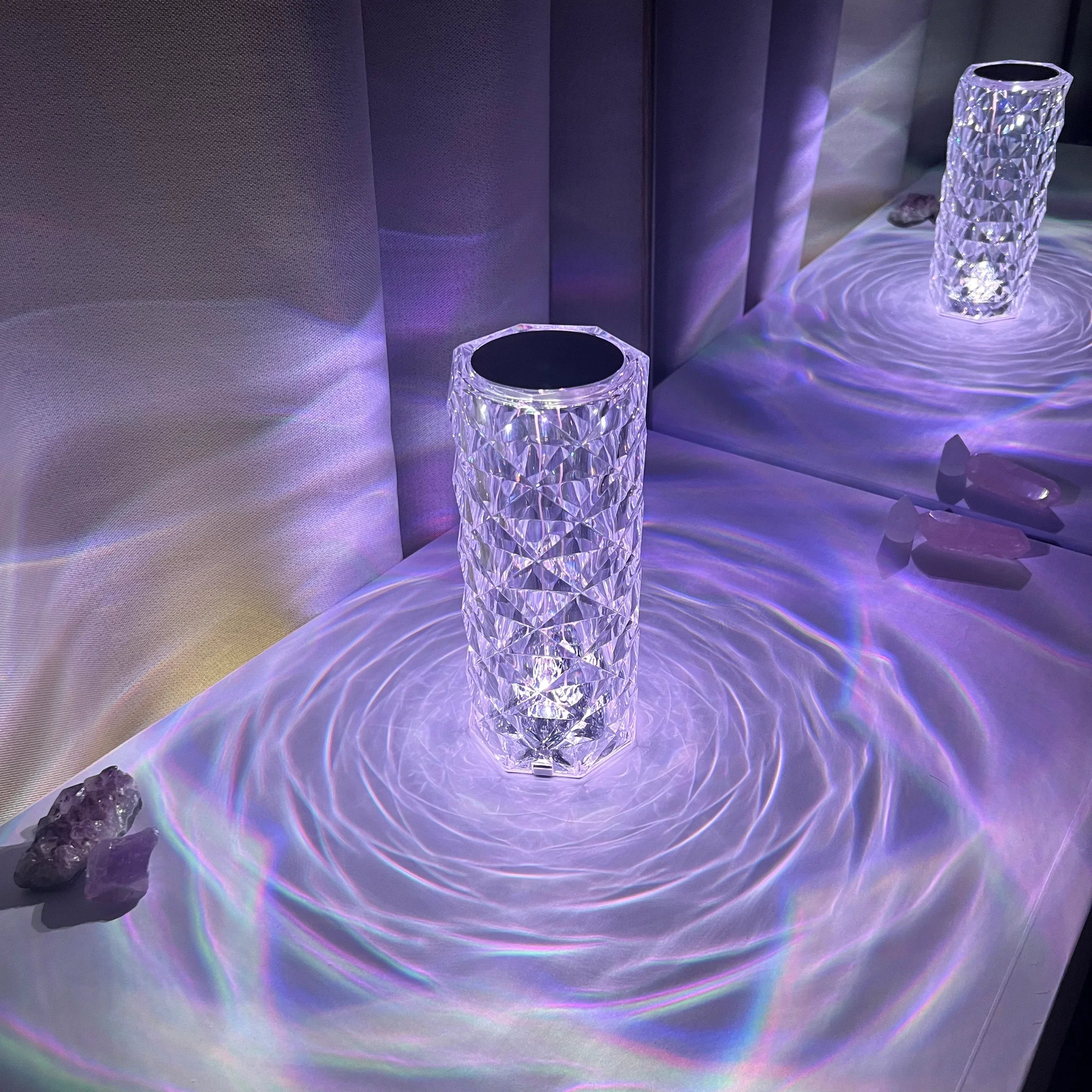 Contemporary Transparent Thermoplastic Crystal Table Lamp | Cordless Touch Control Light for Indoor Outdoor Use 3