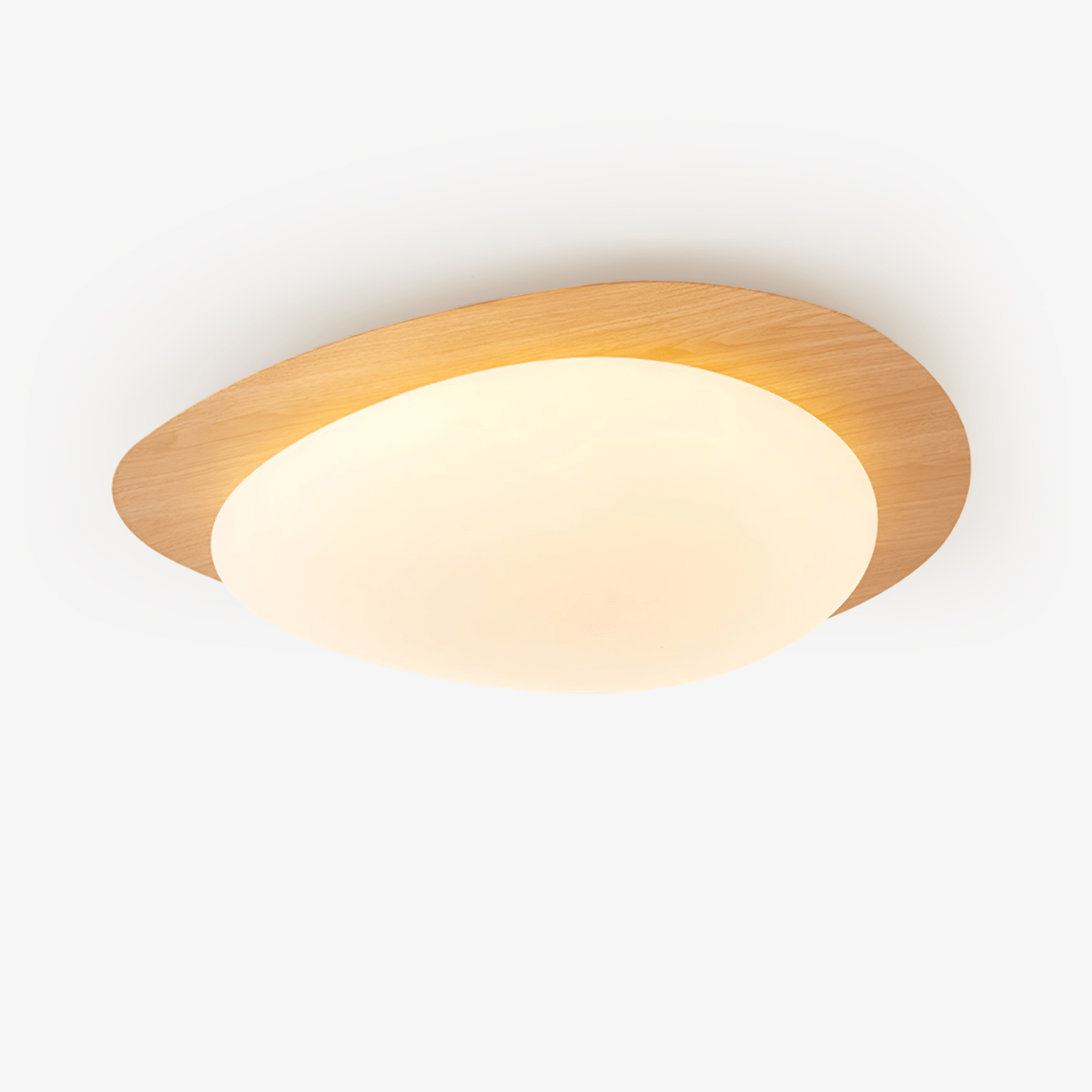Contemporary Walnut Trim Flush Mount Ceiling Light | Diffused Illumination for Living Room 1