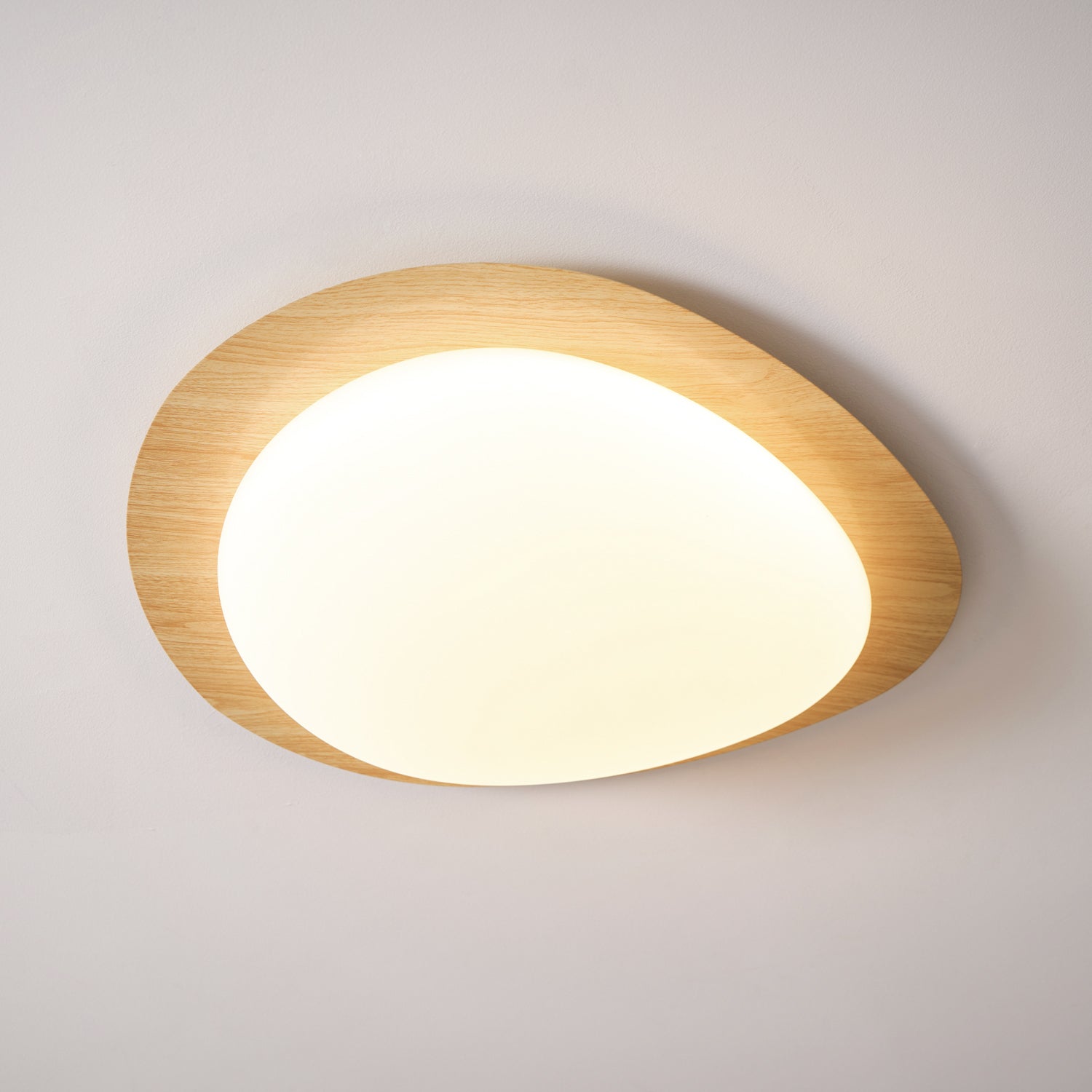 Contemporary Walnut Trim Flush Mount Ceiling Light | Diffused Illumination for Living Room 9