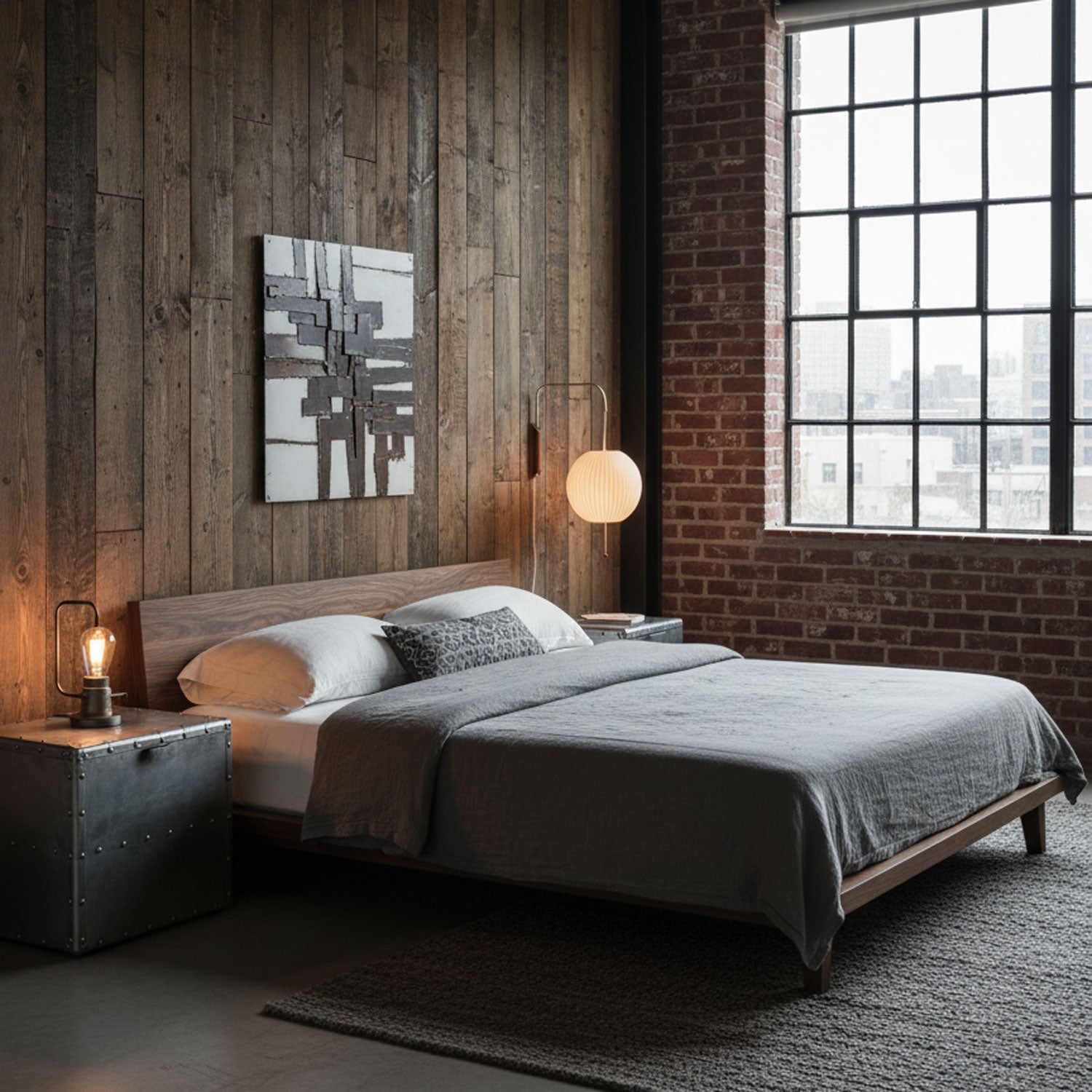 Contemporary Walnut Wall Sconce | Ribbed Polymer Shade Plug-In Light for Bedroom 4
