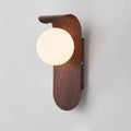 Contemporary Wood-Effect Metal Wall Sconce with Opal Glass Globe | Soft Illumination for Bathroom and Hallway 0