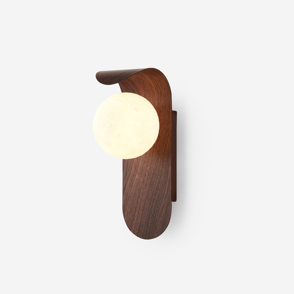 Contemporary Wood-Effect Metal Wall Sconce with Opal Glass Globe | Soft Illumination for Bathroom and Hallway 1