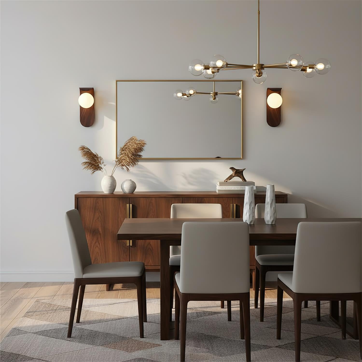 Contemporary Wood-Effect Metal Wall Sconce with Opal Glass Globe | Soft Illumination for Bathroom and Hallway 6
