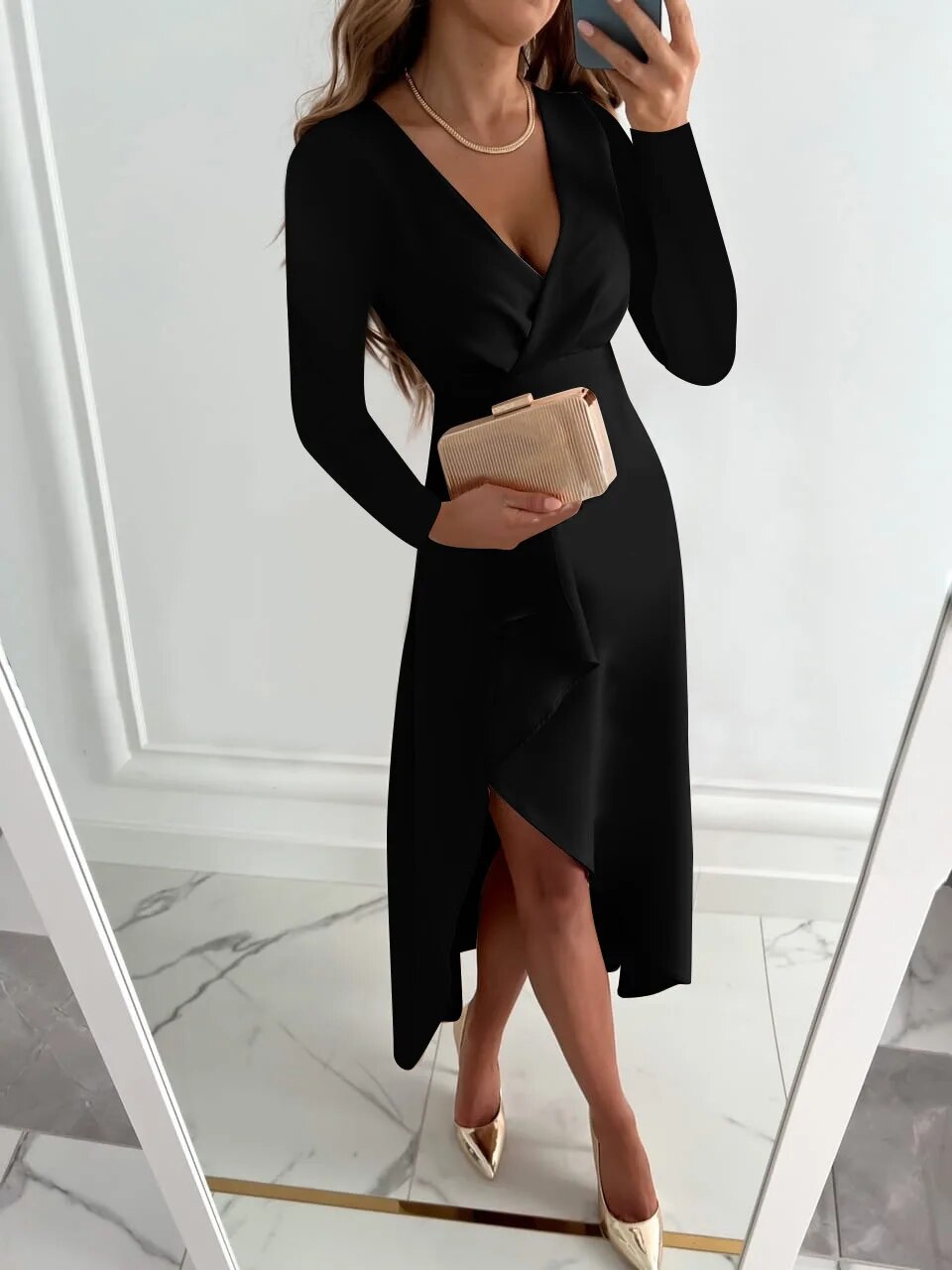 Bravyn | Elegant Formal Slit Midi Dress