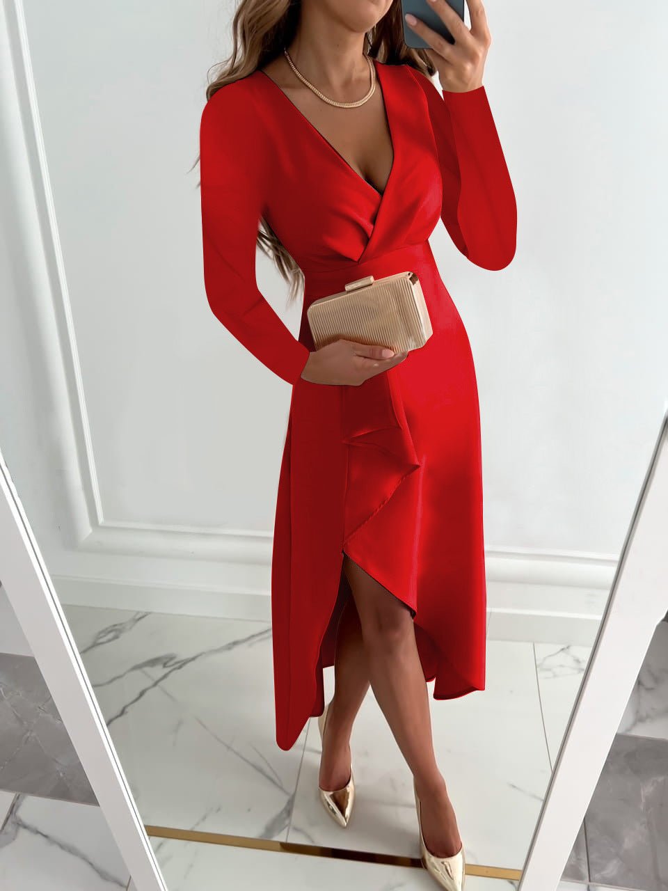 Bravyn | Elegant Formal Slit Midi Dress