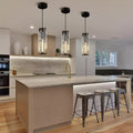 Industrial Iron and Crystal Glass Chandelier | Adjustable Warm White Light for Dining Room 0