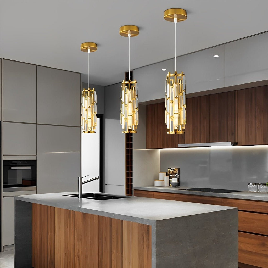 Industrial Iron and Crystal Glass Chandelier | Adjustable Warm White Light for Dining Room 2