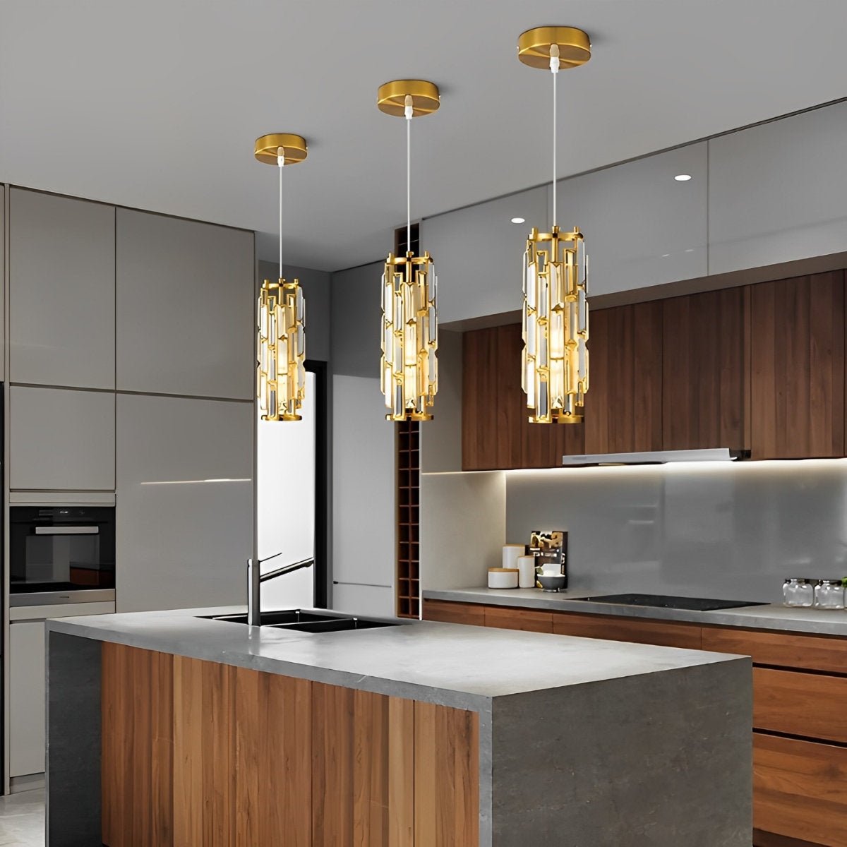 Industrial Iron and Crystal Glass Chandelier | Adjustable Warm White Light for Dining Room 2
