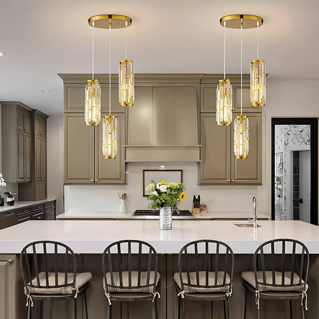 Industrial Iron and Crystal Glass Chandelier | Adjustable Warm White Light for Dining Room 5