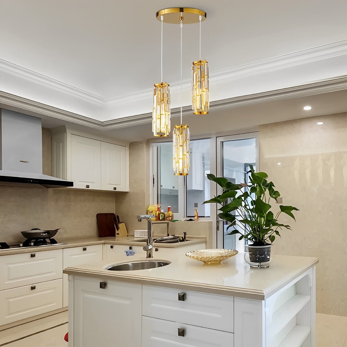 Industrial Iron and Crystal Glass Chandelier | Adjustable Warm White Light for Dining Room 6