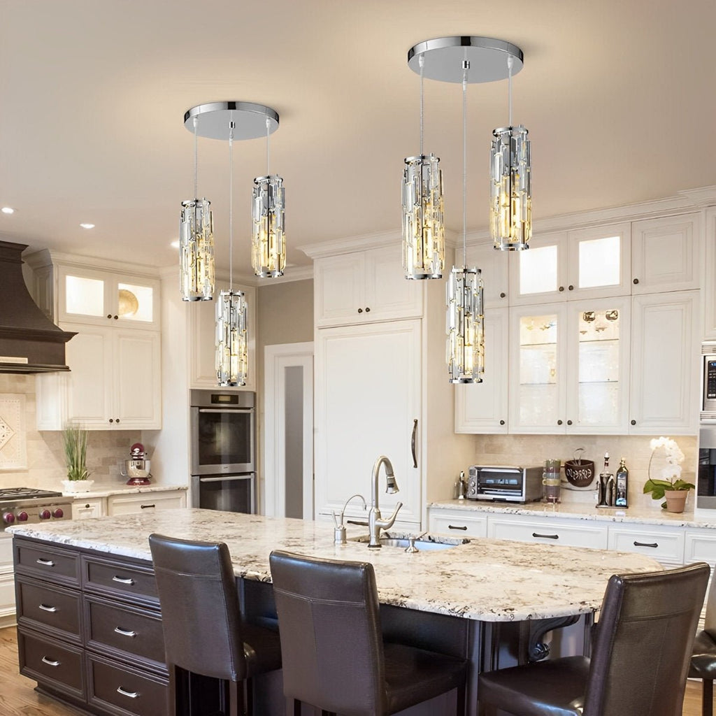 Industrial Iron and Crystal Glass Chandelier | Adjustable Warm White Light for Dining Room 8
