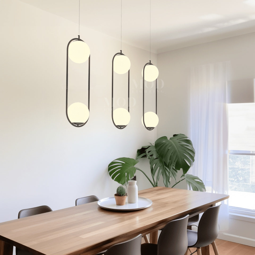 Minimal Black Metal Oval Cage Pendant Light | Adjustable Warm Light for Dining Room 10