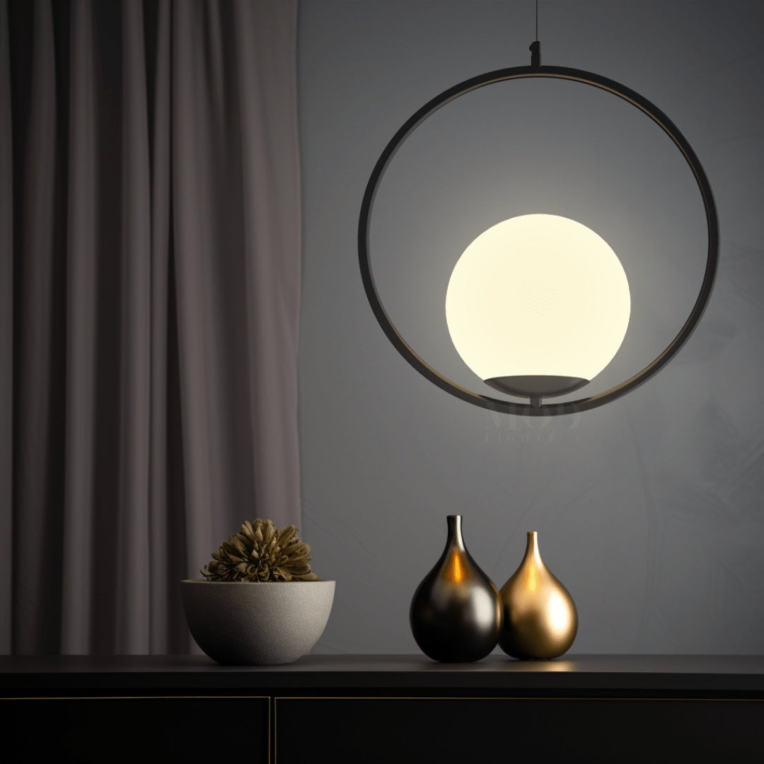 Minimal Black Metal Oval Cage Pendant Light | Adjustable Warm Light for Dining Room 3