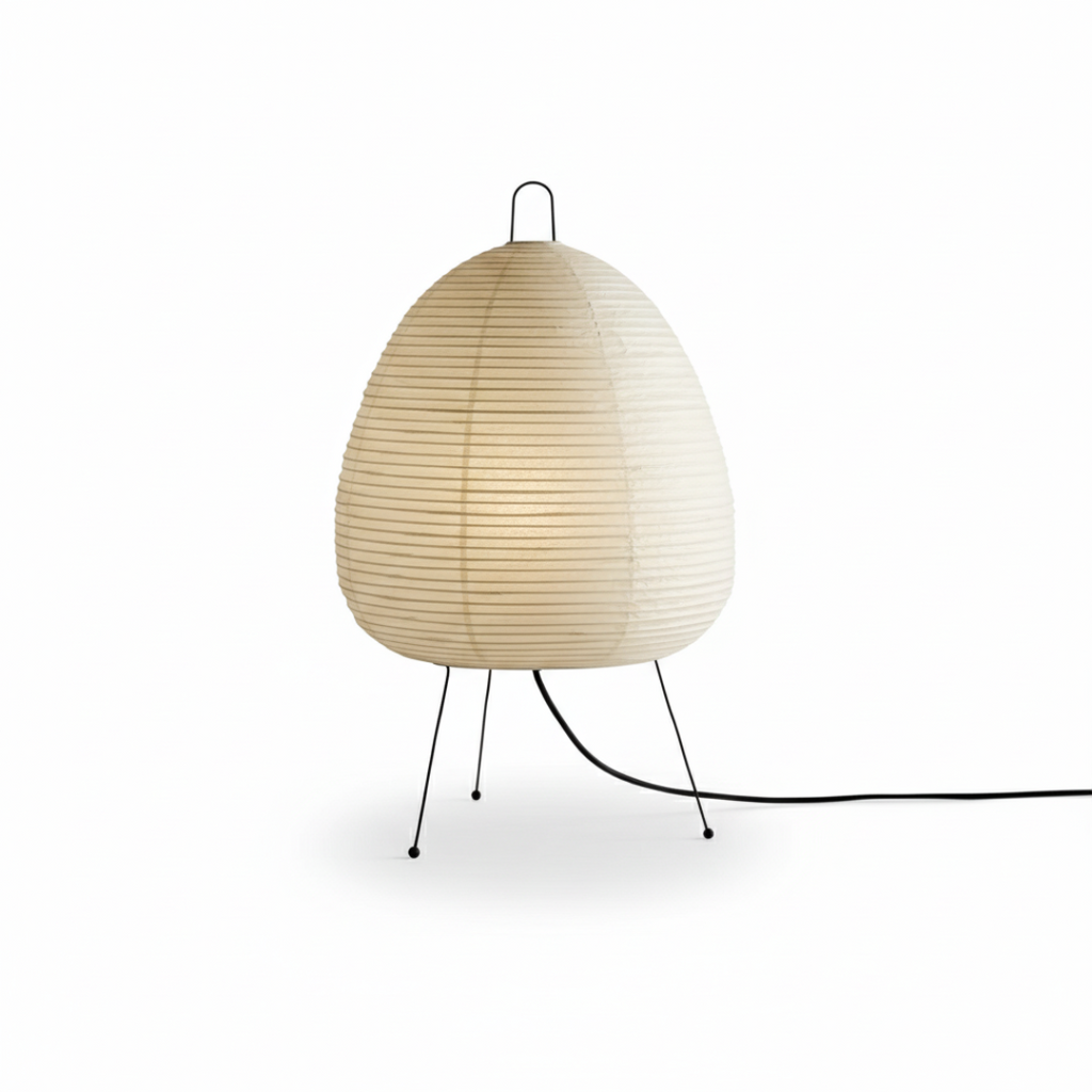 Minimalist Black Metal Tripod Floor Lamp with Rice Paper Shade | Plug-In Ambient Light for Living Room 2