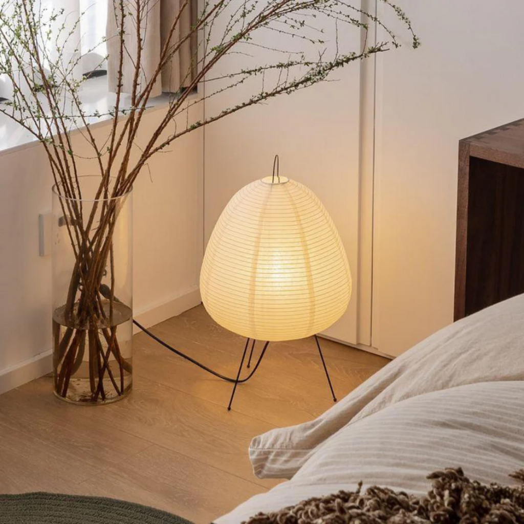 Minimalist Black Metal Tripod Floor Lamp with Rice Paper Shade | Plug-In Ambient Light for Living Room 6