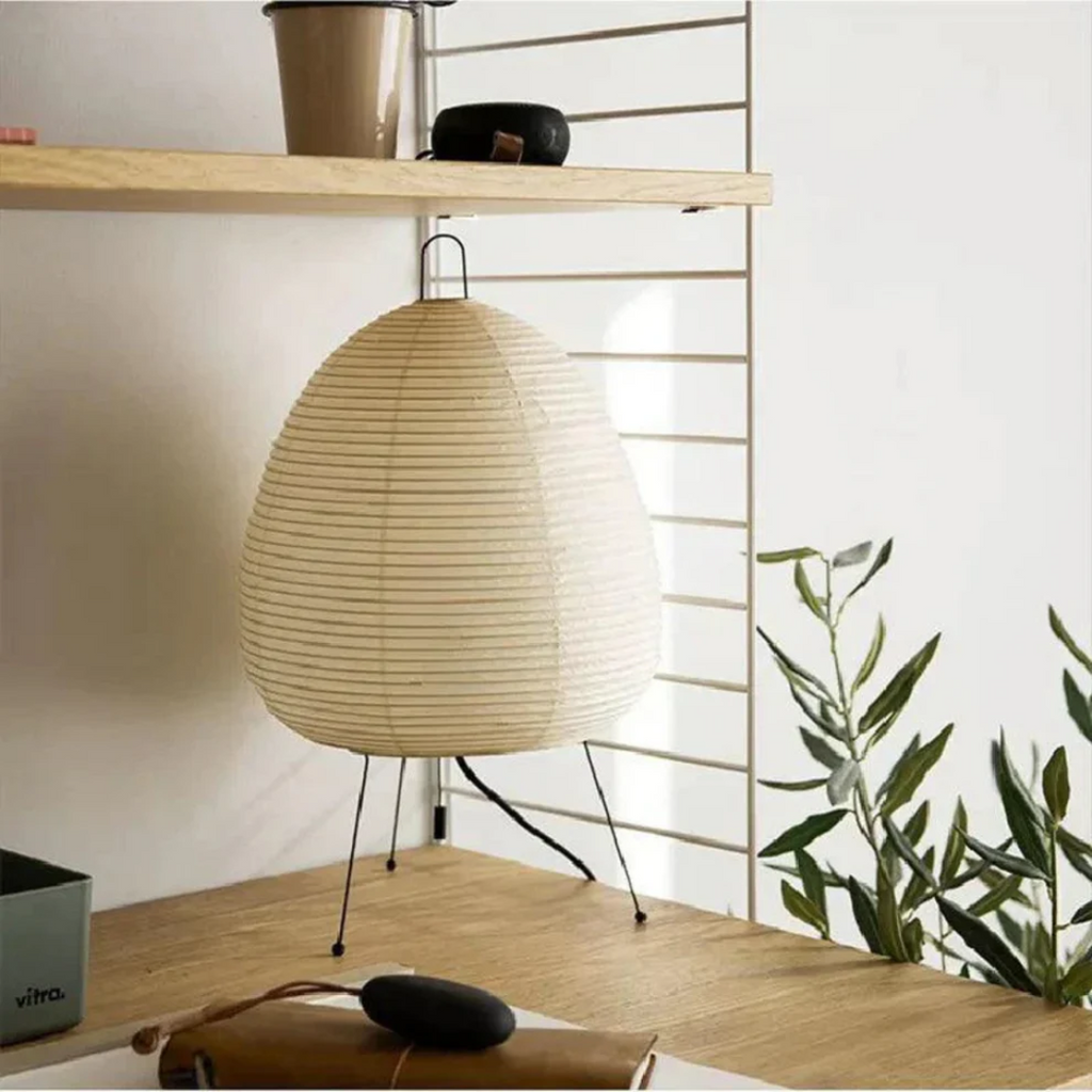 Minimalist Black Metal Tripod Floor Lamp with Rice Paper Shade | Plug-In Ambient Light for Living Room 7