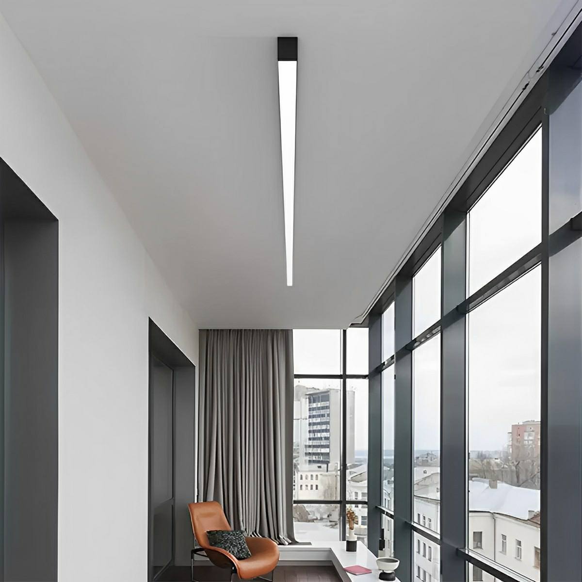 Minimalist Black and White Aluminum LED Ceiling Light | Dimmable Modern Fixture for Living Room 8
