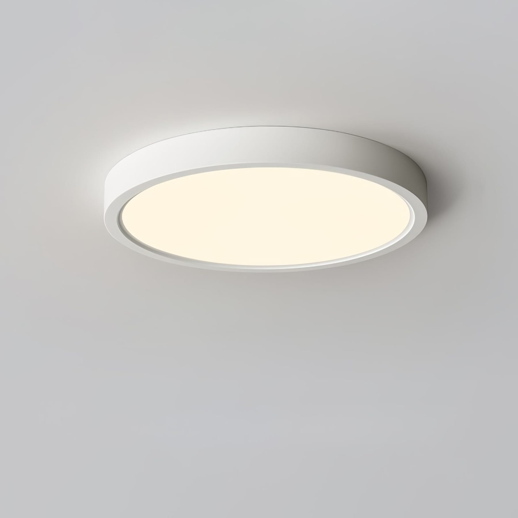 Minimalist Matte White Iron Flush Mount Ceiling Light | Slim Low-Profile Design for Living Room 0