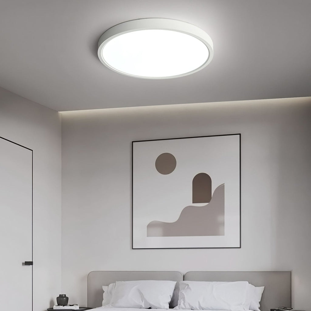 Minimalist Matte White Iron Flush Mount Ceiling Light | Slim Low-Profile Design for Living Room 2