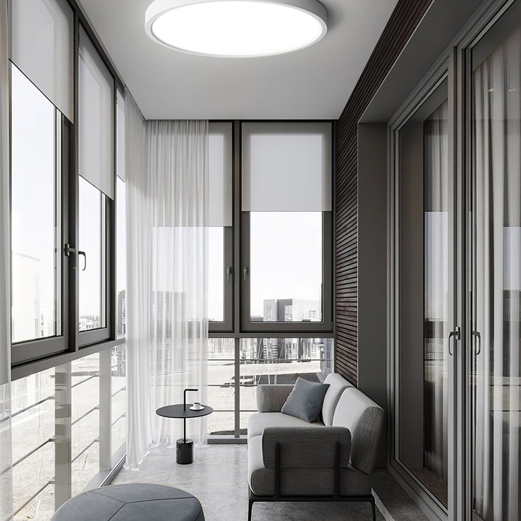 Minimalist Matte White Iron Flush Mount Ceiling Light | Slim Low-Profile Design for Living Room 4