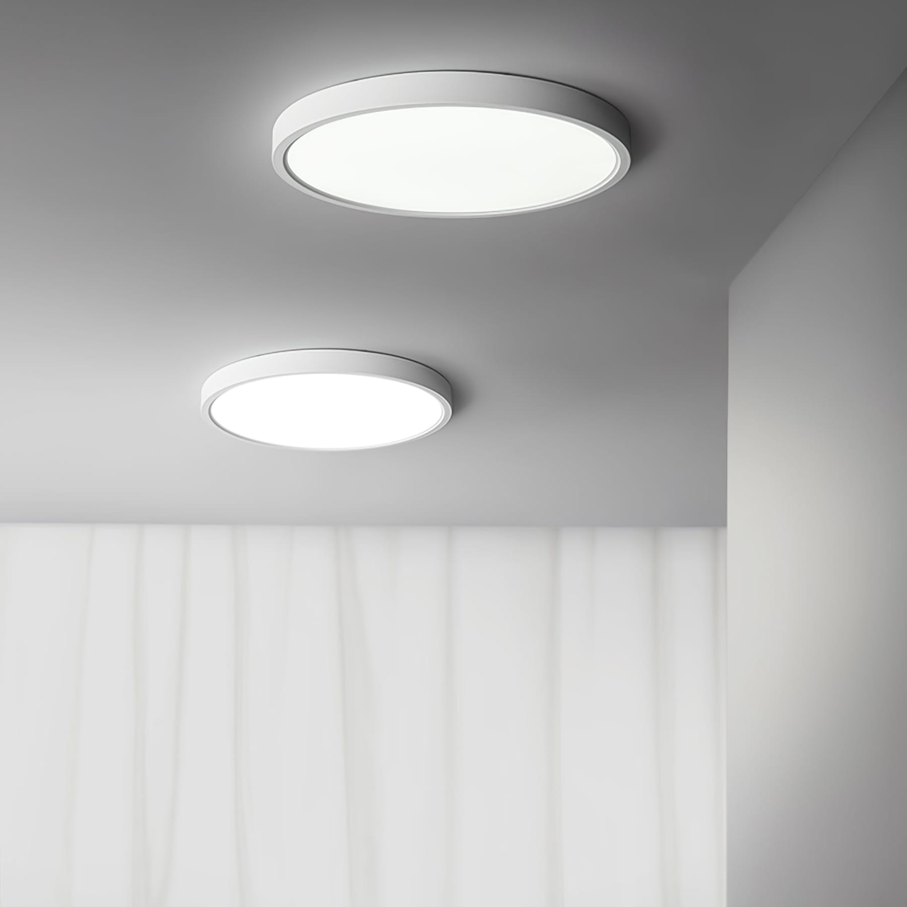 Minimalist Matte White Iron Flush Mount Ceiling Light | Slim Low-Profile Design for Living Room 5