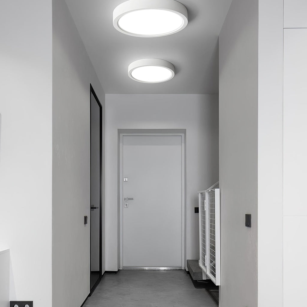 Minimalist Matte White Iron Flush Mount Ceiling Light | Slim Low-Profile Design for Living Room 6
