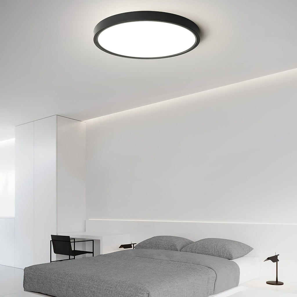 Minimalist Matte White Iron Flush Mount Ceiling Light | Slim Low-Profile Design for Living Room 7