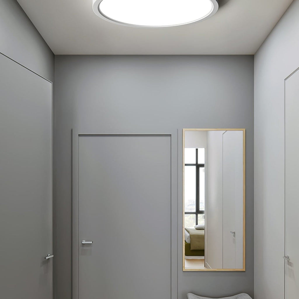 Minimalist Matte White Iron Flush Mount Ceiling Light | Slim Low-Profile Design for Living Room 8