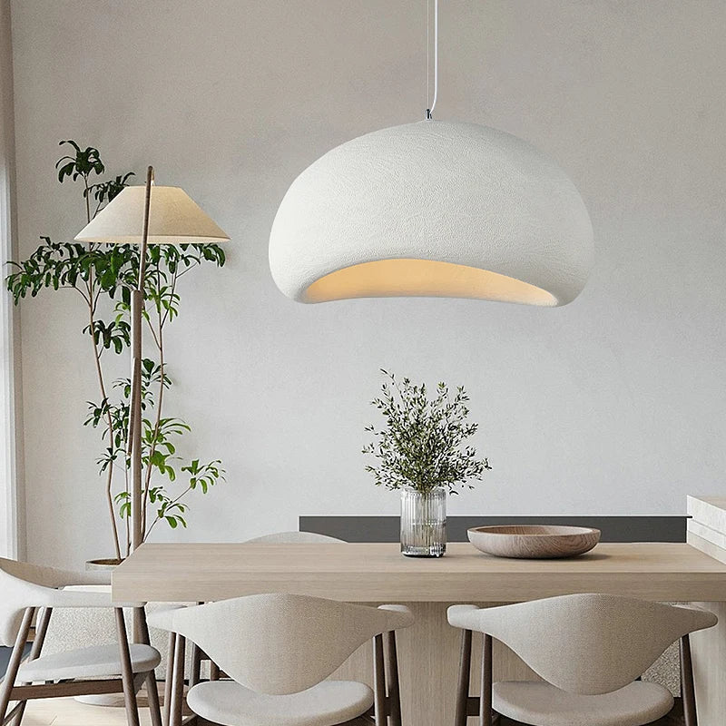 Minimalist Matte White Polystyrene Pendant Light | Three-Colour Dimming for Dining Room 5