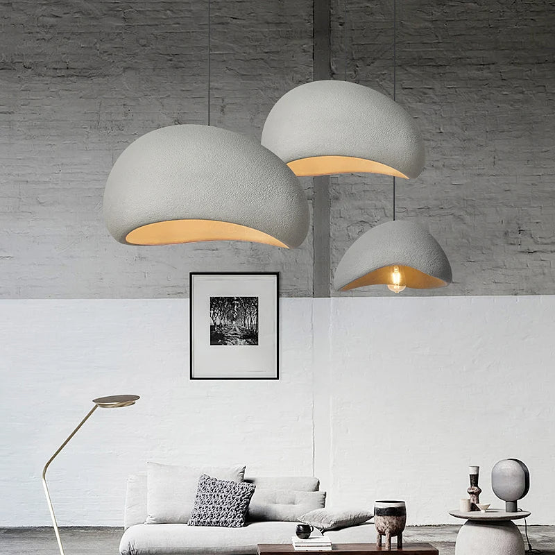 Minimalist Matte White Polystyrene Pendant Light | Three-Colour Dimming for Dining Room 7