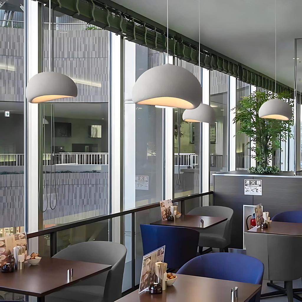 Minimalist Matte White Polystyrene Pendant Light | Three-Colour Dimming for Dining Room 8