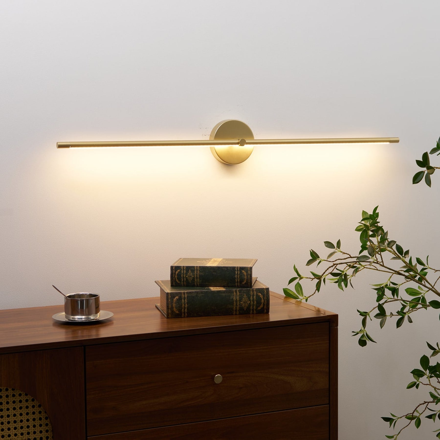 Minimalist Satin Black Metal Wall Sconce | Warm LED Light for Living Room, Bedroom, Hallway 7
