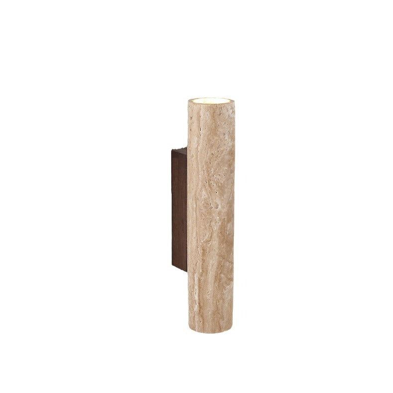 Minimalist Travertine Stone Wall Sconce | Up and Down Glow LED Light for Hallway 0