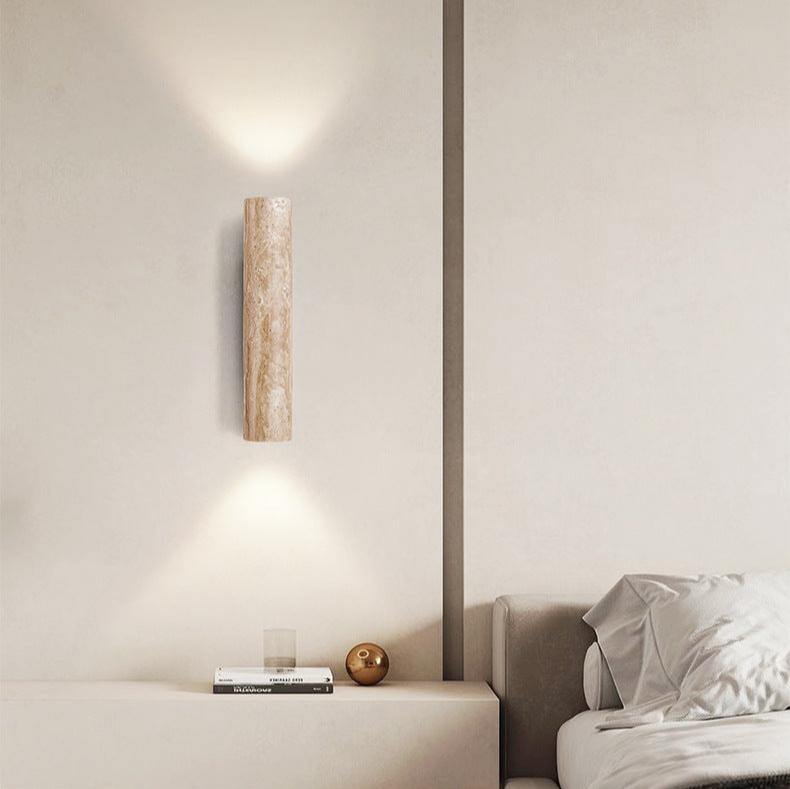 Minimalist Travertine Stone Wall Sconce | Up and Down Glow LED Light for Hallway 2